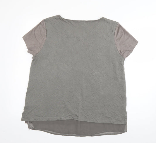 ecru Womens Grey Polyester Basic T-Shirt Size M Scoop Neck