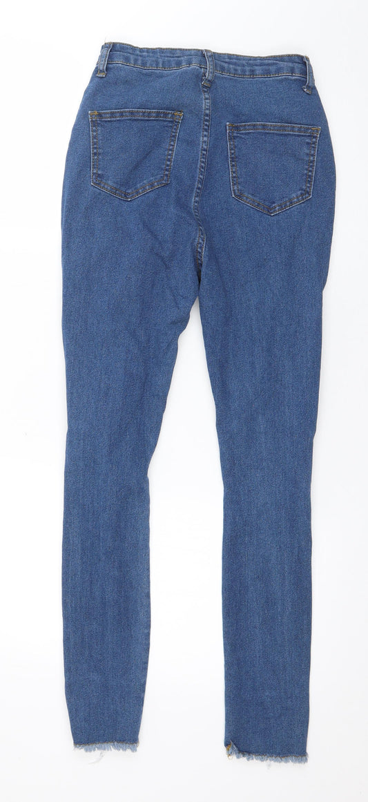 Boohoo Womens Blue Cotton Skinny Jeans Size 6 L25 in Regular Button