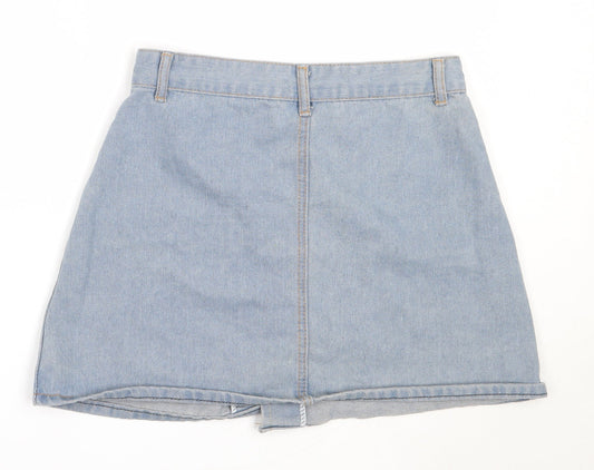 Preworn Womens Blue Cotton Mini Skirt Size L