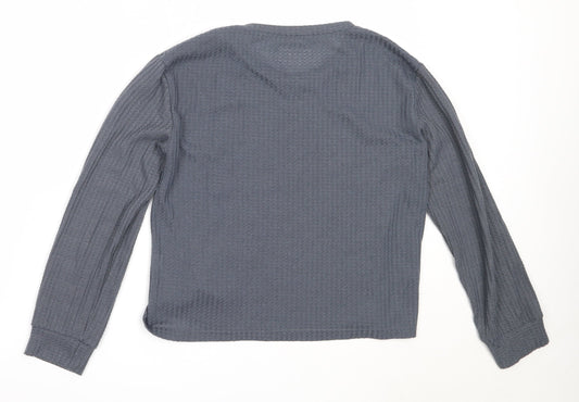 Preworn Womens Blue Round Neck Polyester Pullover Jumper Size S