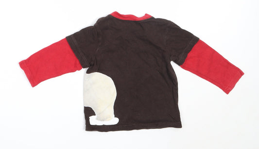 Gap Boys Brown Cotton Basic T-Shirt Size 12-18 Months Round Neck