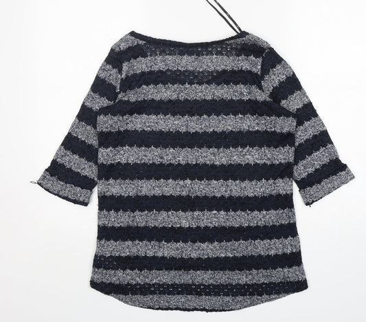 New Look Womens Multicoloured Round Neck Striped Polyester Pullover Jumper Size 12