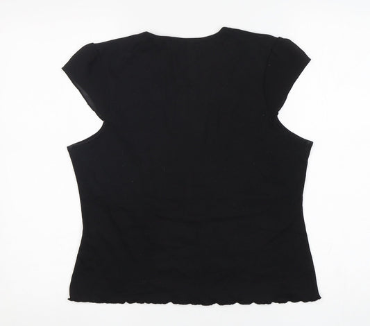 Provencale Womens Black Cotton Basic T-Shirt Size 18 Round Neck