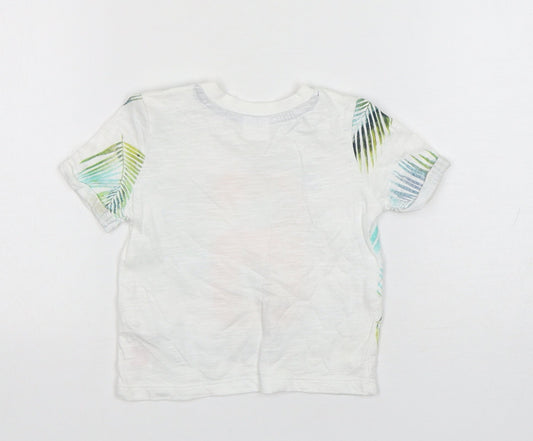 F&F Boys Multicoloured Floral Cotton Basic T-Shirt Size 3-6 Months Round Neck