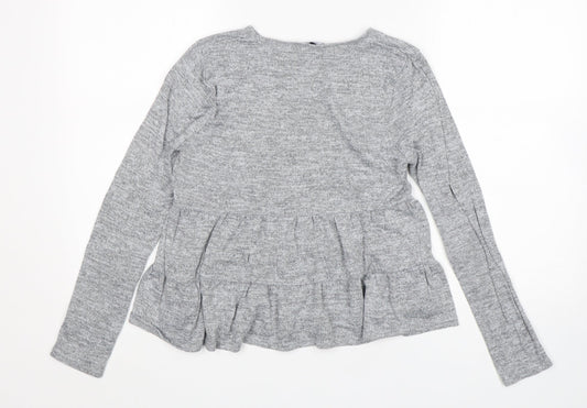 New Look Womens Grey Round Neck Polyester Pullover Jumper Size S