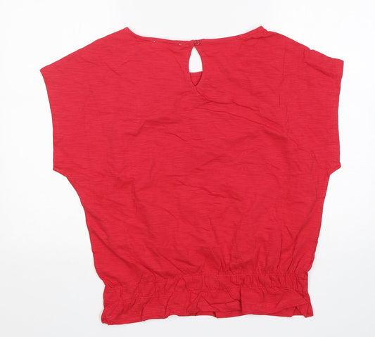 Loststock Womens Pink Cotton Basic Blouse Size M Round Neck
