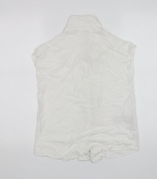 Mango Womens White Viscose Basic Button-Up Size XS Collared