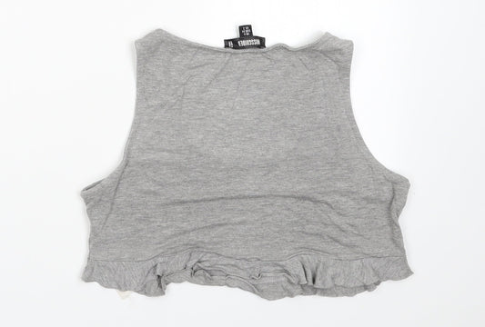 Missguided Womens Grey Viscose Cropped Tank Size 6 Scoop Neck