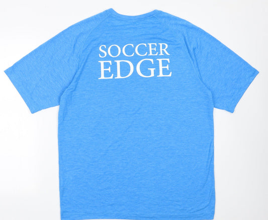 sport tek Mens Blue Polyester Basic T-Shirt Size L Crew Neck Pullover - soccer edge