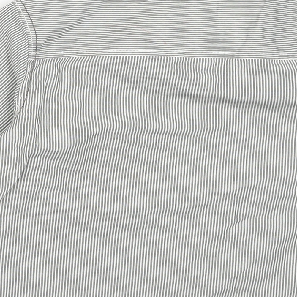 NEXT Boys Grey Striped Cotton Basic Button-Up Size 5 Years Collared Button
