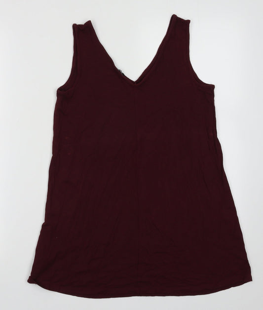 Halston Womens Red Modal Basic Tank Size XS V-Neck