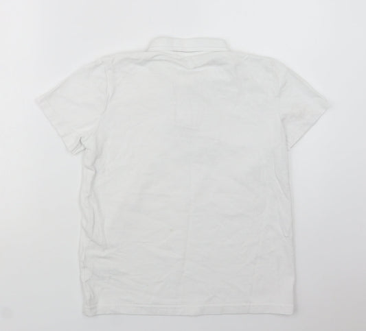 NEXT Girls White Cotton Basic Polo Size 12 Years Collared Button - School Wear