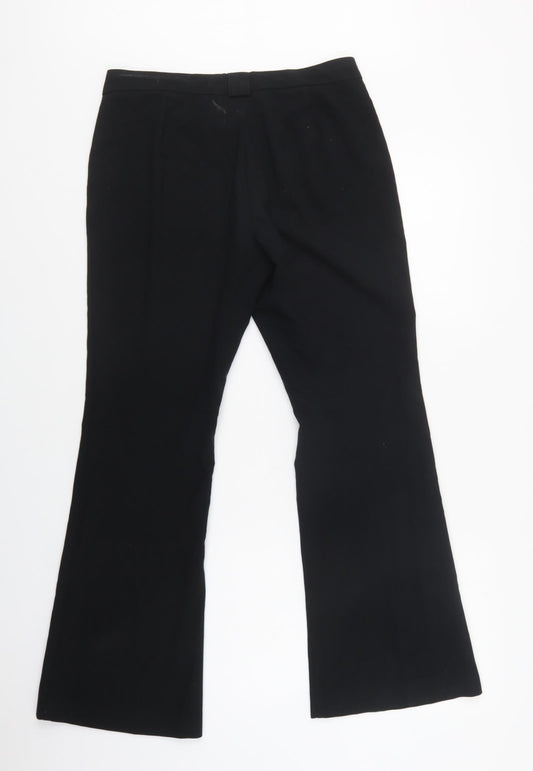 M&S Womens Black Polyester Dress Pants Trousers Size 10 L29 in Regular Hook & Loop