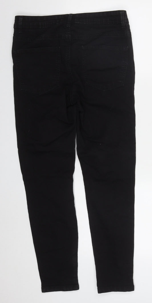 Denim Co Womens Black Cotton Skinny Jeans Size 14 L26 in Regular Button