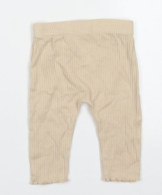George Girls Beige Cotton Capri Leggings Size 3-6 Months