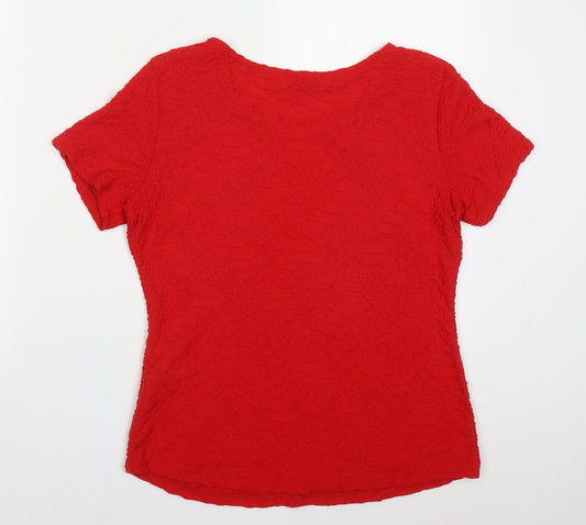 Marks and Spencer Womens Red Polyester Basic T-Shirt Size 12 Round Neck