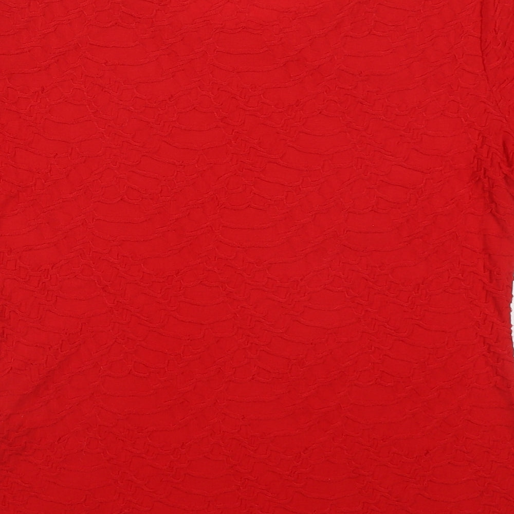 Marks and Spencer Womens Red Polyester Basic T-Shirt Size 12 Round Neck