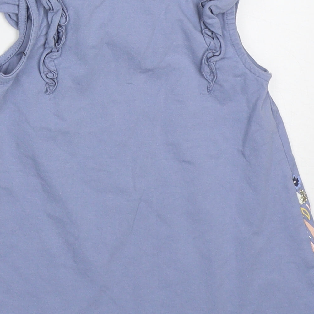 Savannah Girls Pink Cotton Basic Tank Size 2-3 Years Round Neck Pullover - Rabbits and Flowers