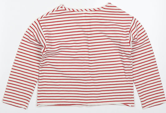 NEXT Girls Red Striped Cotton Pullover Sweatshirt Size 6 Years Pullover - One Of A Kind