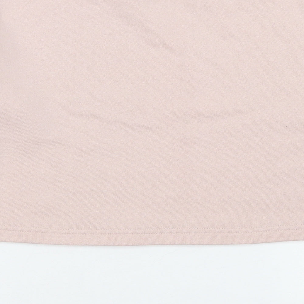 Brand and care label for 915 Generation girls’ pink cotton pullover sweatshirt, size 10-11, years - cropped
