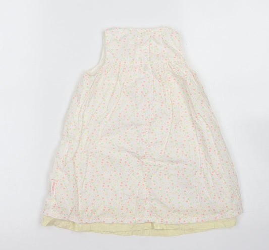 George Girls Pink Floral Cotton A-Line Size 12-18 Months Crew Neck Button - Disney Bambi