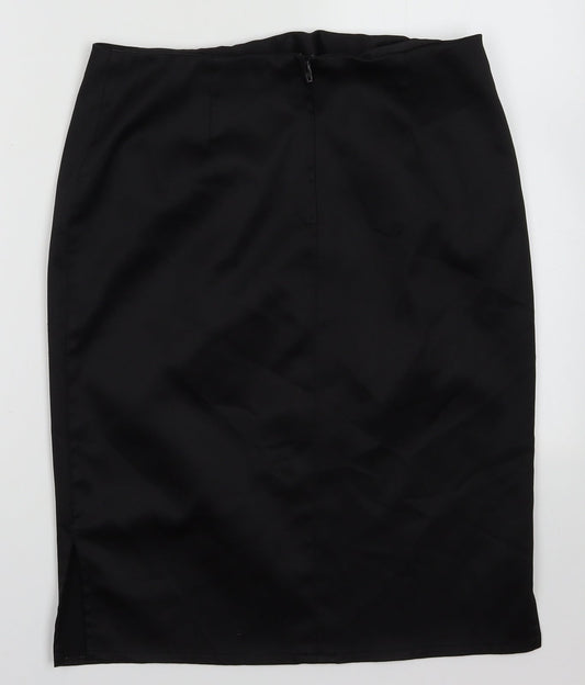 Ozone Womens Black Polyester A-Line Skirt Size 12 Zip