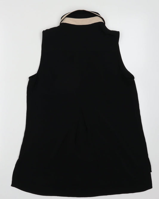 Warehouse Womens Black Polyester Basic Button-Up Size 10 Collared