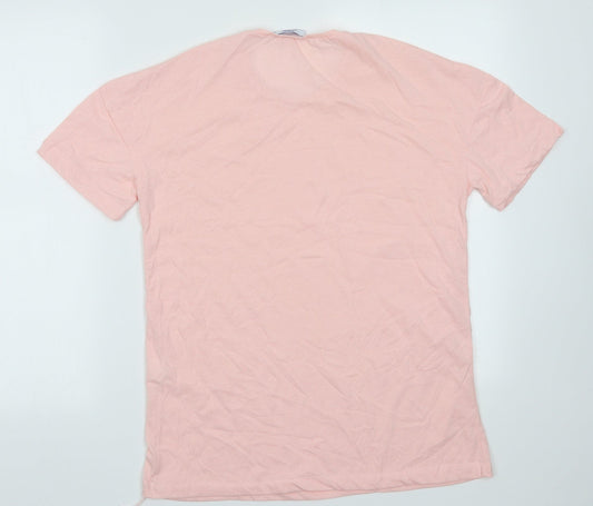 Jetty Womens Pink Polyester Basic T-Shirt Size S Crew Neck