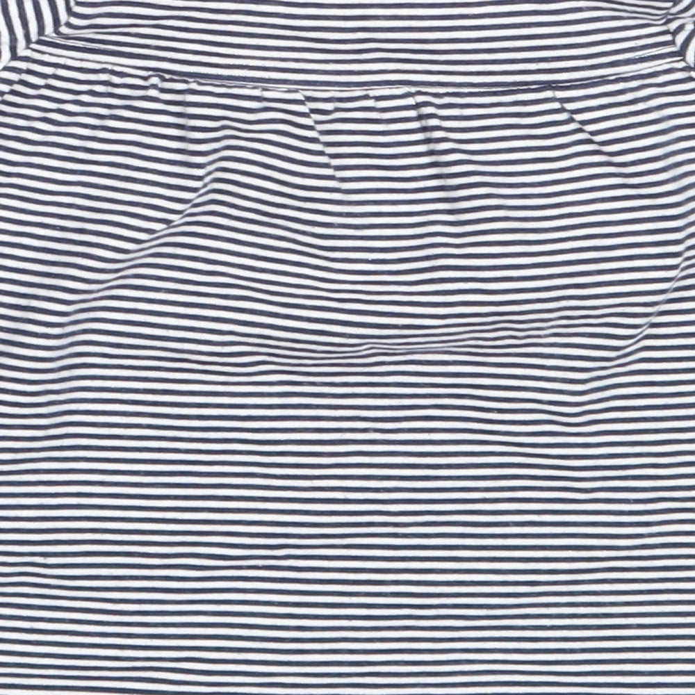 Marks and Spencer Girls Blue Striped Cotton Fit & Flare Size 0-3 Months Round Neck