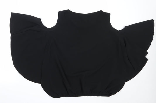 Quiz Womens Black Polyester Basic Blouse Size 18 Round Neck
