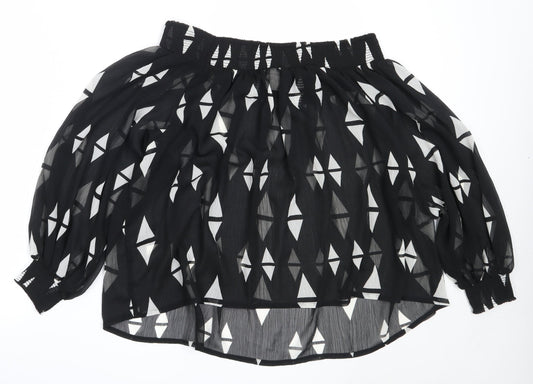H&M Womens Black Polyester Basic Blouse Size 10 Off the Shoulder