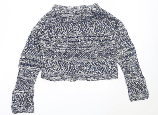 Marks and Spencer Womens Blue Round Neck Cotton Cardigan Jumper Size S