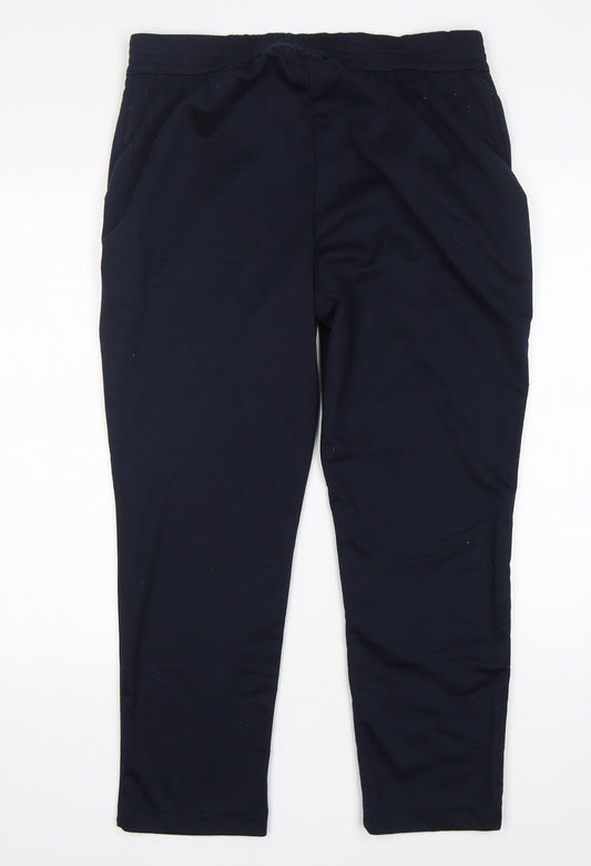 Classic Womens Blue Polyester Trousers Size 16 L27 in Regular