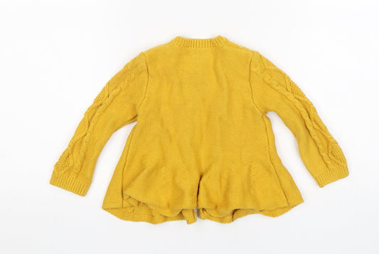 Nutmeg Girls Yellow Cotton Cardigan Jumper Size 9-12 Months