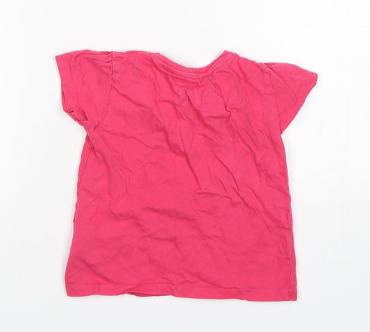 Primark Girls Pink Cotton Basic T-Shirt Size 2-3 Years Round Neck