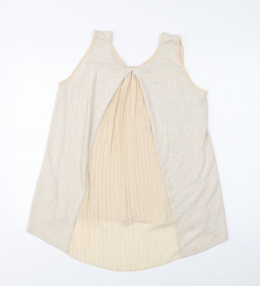 Green Envelope Womens Beige Polyester Basic Tank Size L Round Neck