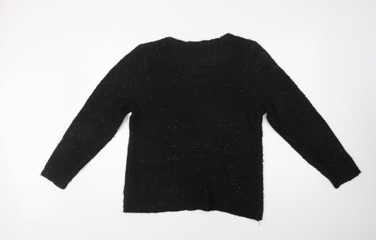 Amara Reya Womens Black Round Neck Acrylic Pullover Jumper Size 16