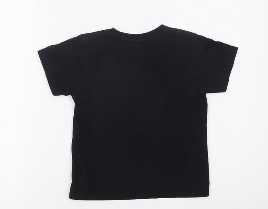 Ink's Kids Girls Black Cotton Basic T-Shirt Size 3 Years Crew Neck - Elephant