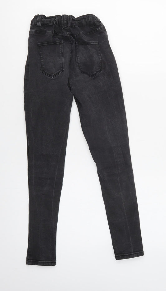 Primark Girls Black Cotton Skinny Jeans Size 10-11 Years Regular Button