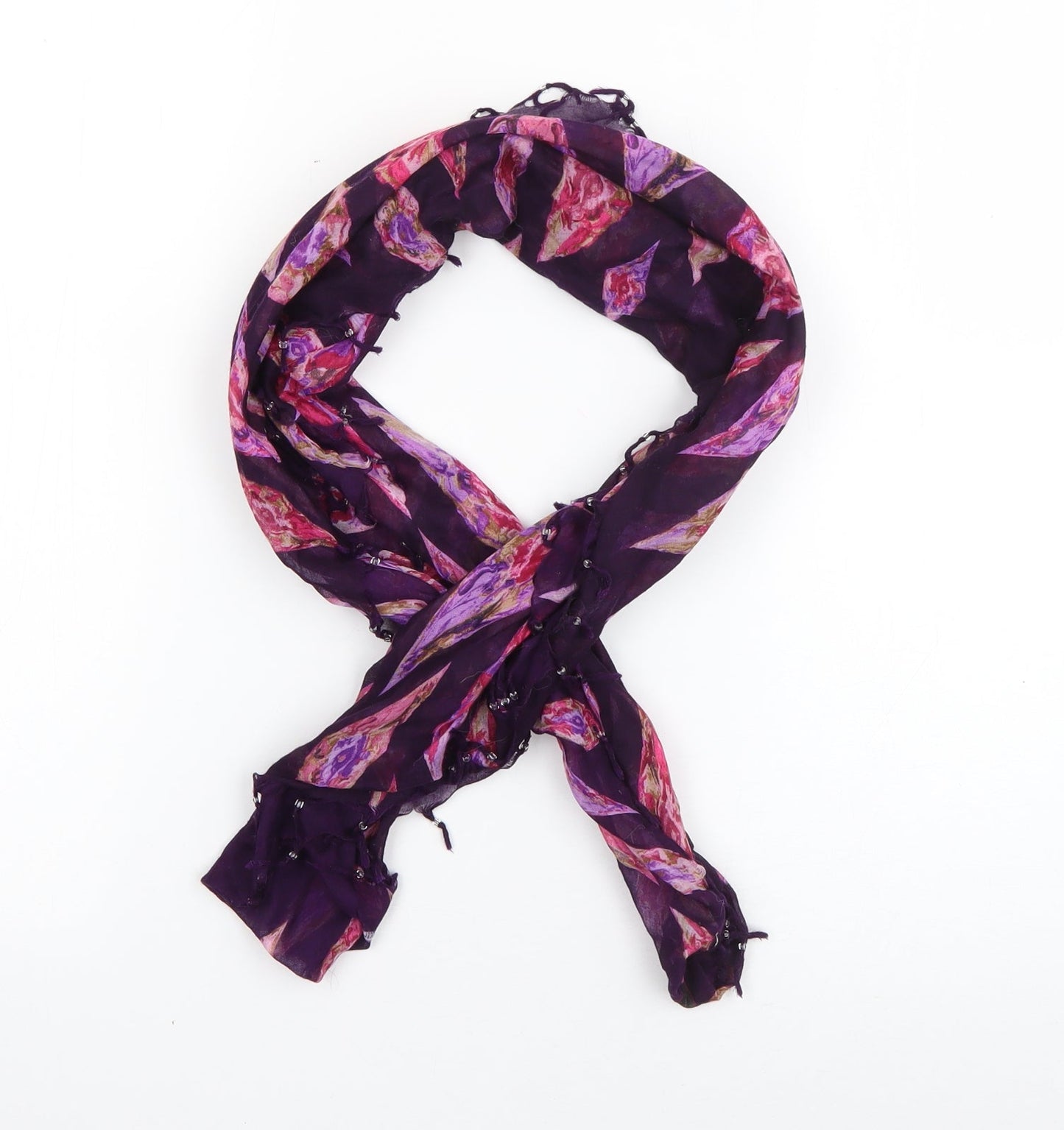 Preworn Womens Purple Geometric Viscose Scarf