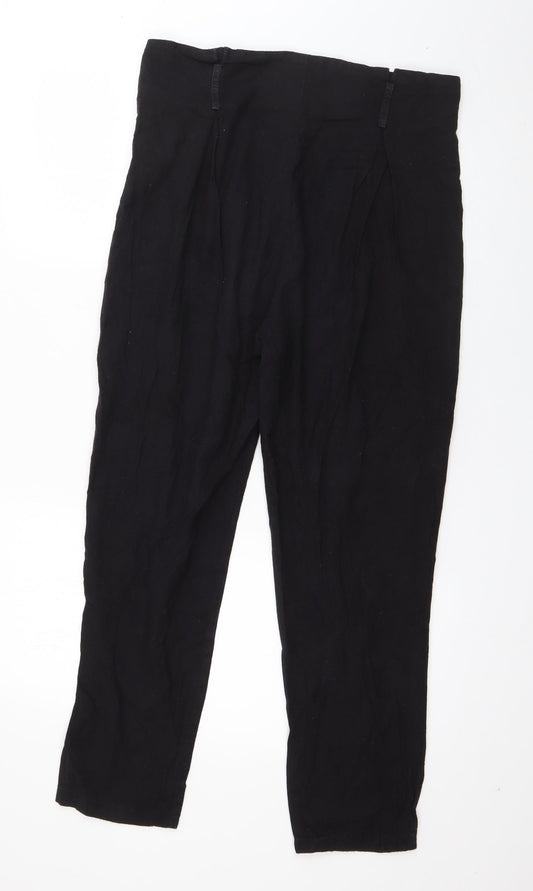 PRETTYLITTLETHING Womens Black Cotton Trousers Size 14 L26 in Regular Zip