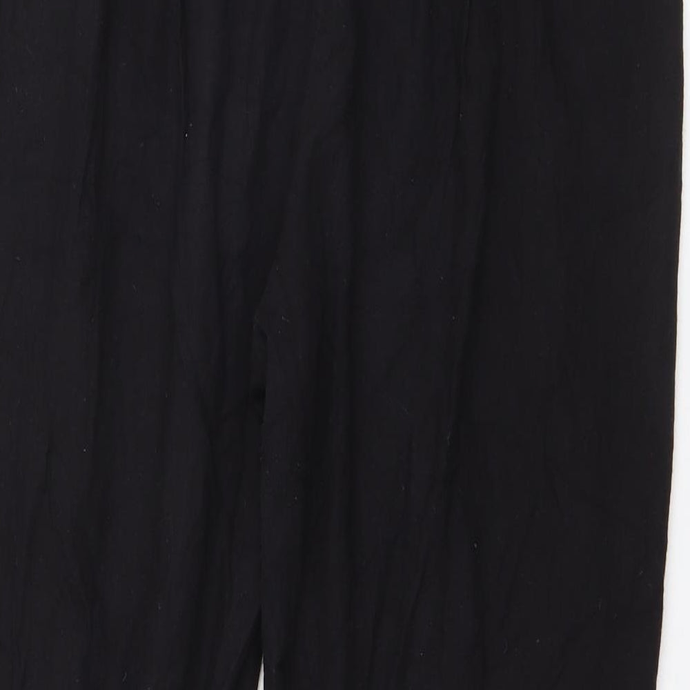PRETTYLITTLETHING Womens Black Cotton Trousers Size 14 L26 in Regular Zip