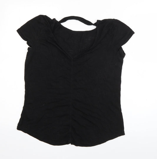 LA Gear Womens Black Polyester Basic T-Shirt Size 10 Boat Neck - Cut out