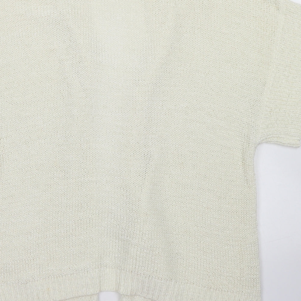 Mia Moda Womens Ivory Round Neck Acrylic Cardigan Jumper Size L