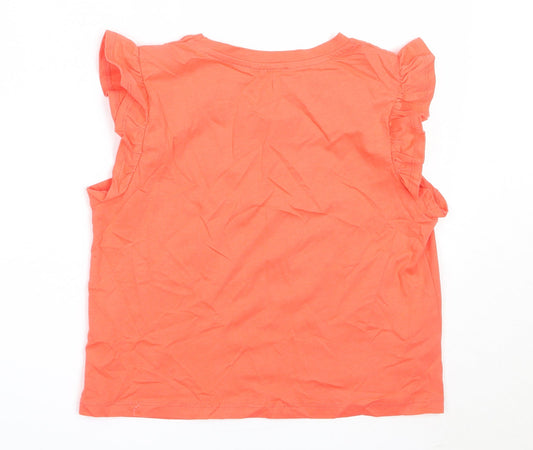 New Look Girls Orange Cotton Basic Tank Size 12-13 Years Round Neck