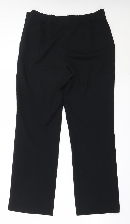 Marks and Spencer Womens Black Polyester Trousers Size 12 L28.5 in Regular