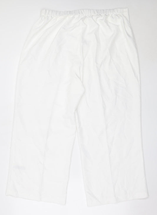 Marks and Spencer Womens White Polyester Trousers Size 36 in L26 in Regular