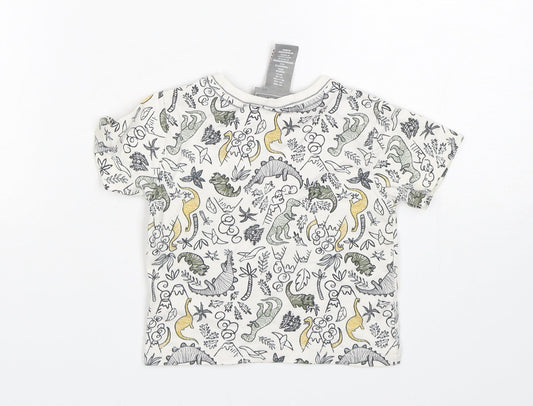 James Archer Boys Multicoloured Cotton Basic T-Shirt Size 9-12 Months Round Neck - Dinosaur Print