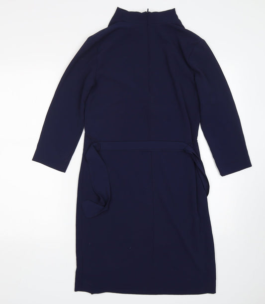 H&M Womens Blue Polyester Shift Size 6 Round Neck