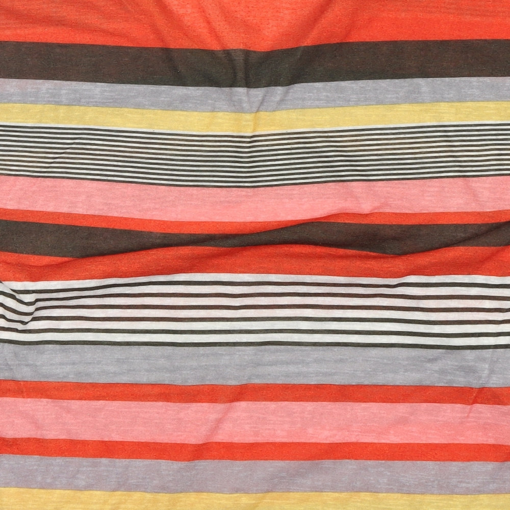 Preworn Womens Multicoloured Striped Basic T-Shirt Size XL V-Neck